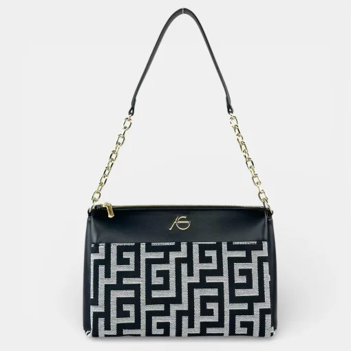 Ari Gorgio Γυναικεία τσάντα ώμου και χιαστί Μαύρη σε ύφασμα καμβά AG2326-01