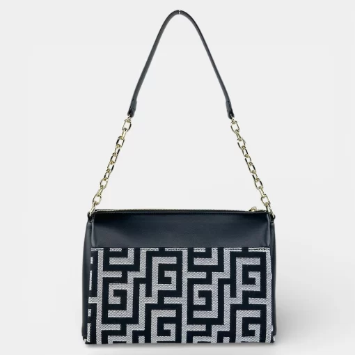 Ari Gorgio Γυναικεία τσάντα ώμου και χιαστί Μαύρη σε ύφασμα καμβά AG2326-01