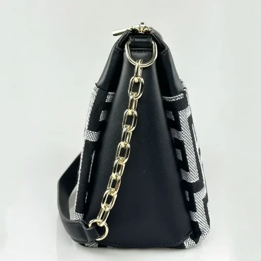 Ari Gorgio Γυναικεία τσάντα ώμου και χιαστί Μαύρη σε ύφασμα καμβά AG2326-01