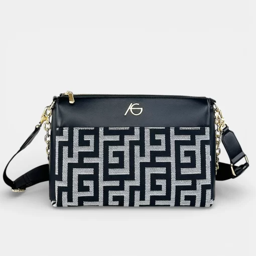 Ari Gorgio Γυναικεία τσάντα ώμου και χιαστί Μαύρη σε ύφασμα καμβά AG2326-01