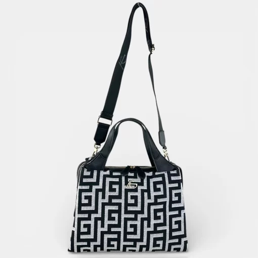 Ari Gorgio Γυναικεία τσάντα χειρός Μαύρη σε ύφασμα καμβά AG2329-01