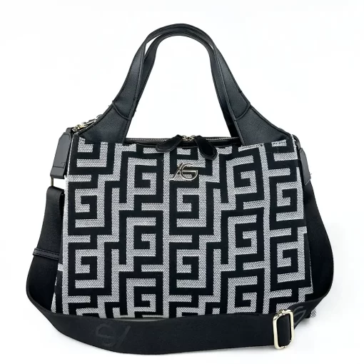 Ari Gorgio Γυναικεία τσάντα χειρός Μαύρη σε ύφασμα καμβά AG2329-01