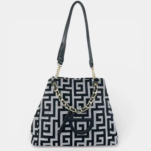 Γυναικεία τσάντα ώμου και χειρός Μαύρη Ari Gorgio σε ύφασμα καμβά AG2501-01