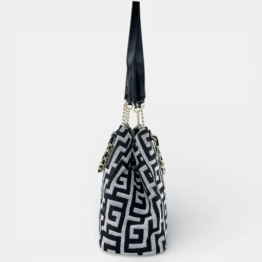 Γυναικεία τσάντα ώμου και χειρός Μαύρη Ari Gorgio σε ύφασμα καμβά AG2501-01