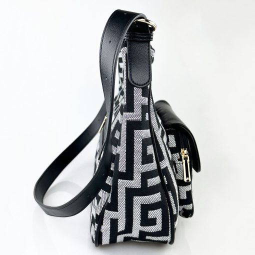 Ari Gorgio Γυναικεία τσάντα ώμου και χιαστί Μαύρη σε ύφασμα καμβά AG2502-01