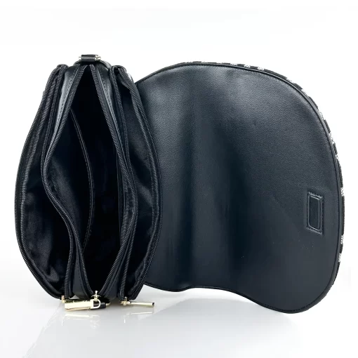 Ari Gorgio Γυναικεία τσάντα ώμου και χιαστί Μαύρη σε ύφασμα καμβά AG2512-01