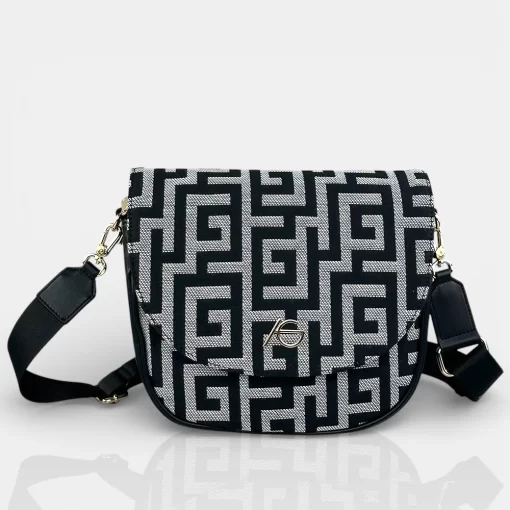 Ari Gorgio Γυναικεία τσάντα ώμου και χιαστί Μαύρη σε ύφασμα καμβά AG2512-01