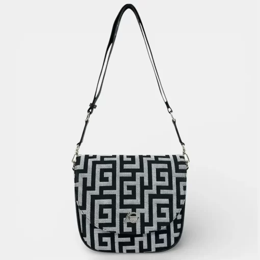 Ari Gorgio Γυναικεία τσάντα ώμου και χιαστί Μαύρη σε ύφασμα καμβά AG2512-01