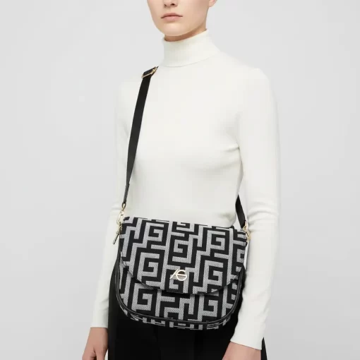 Ari Gorgio Γυναικεία τσάντα ώμου και χιαστί Μαύρη σε ύφασμα καμβά AG2512-01