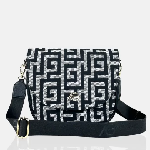 Ari Gorgio Γυναικεία τσάντα ώμου και χιαστί Μαύρη σε ύφασμα καμβά AG2512-01