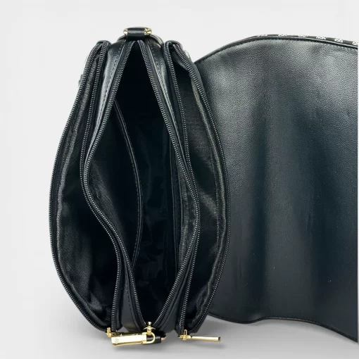 Ari Gorgio Γυναικεία τσάντα ώμου και χιαστί Μαύρη σε ύφασμα καμβά AG2512-01