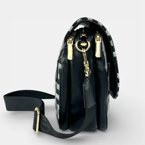 Ari Gorgio Γυναικεία τσάντα ώμου και χιαστί Μαύρη σε ύφασμα καμβά AG2512-01