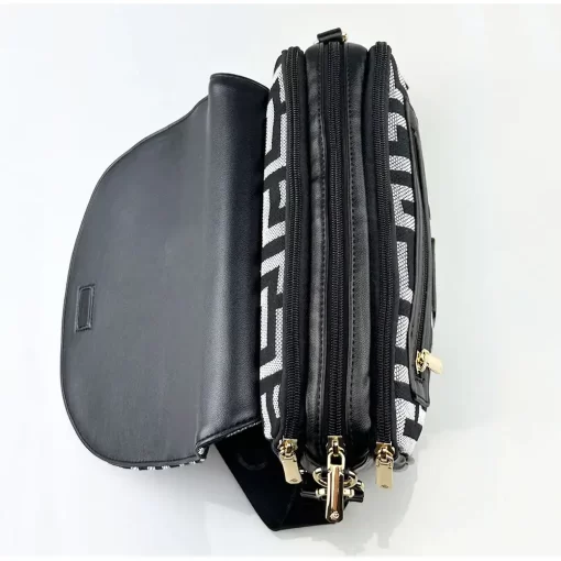 Ari Gorgio Γυναικεία τσάντα ώμου και χιαστί Μαύρη σε ύφασμα καμβά AG2512-01