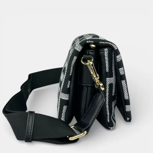 Ari Gorgio Γυναικεία τσάντα ώμου και χιαστί Μαύρη σε ύφασμα καμβά AG2519-01