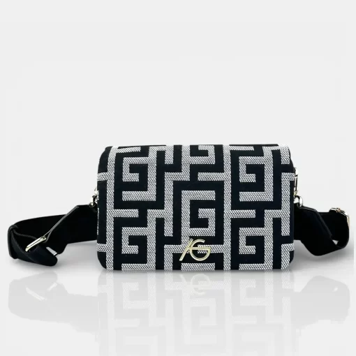 Ari Gorgio Γυναικεία τσάντα ώμου και χιαστί Μαύρη σε ύφασμα καμβά AG2519-01