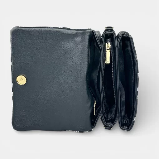 Ari Gorgio Γυναικεία τσάντα ώμου και χιαστί Μαύρη σε ύφασμα καμβά AG2519-01