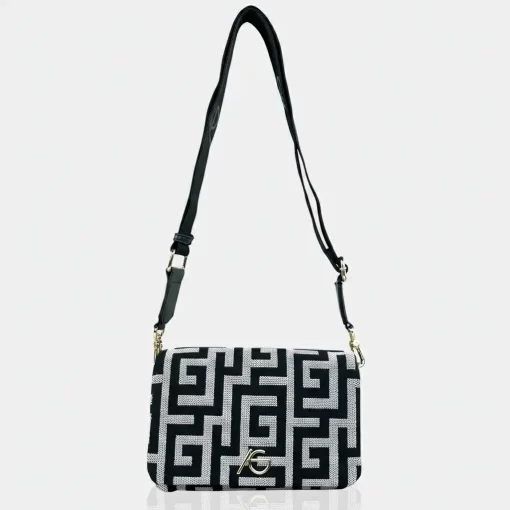 Ari Gorgio Γυναικεία τσάντα ώμου και χιαστί Μαύρη σε ύφασμα καμβά AG2519-01