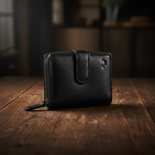 Δερμάτινο Γυναικείο Πορτοφόλι Μικρού Μεγέθους Calfnero AK382 Μαύρο