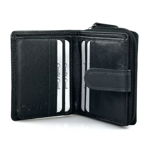 Δερμάτινο Γυναικείο Πορτοφόλι Μικρού Μεγέθους Calfnero AK382 Μαύρο