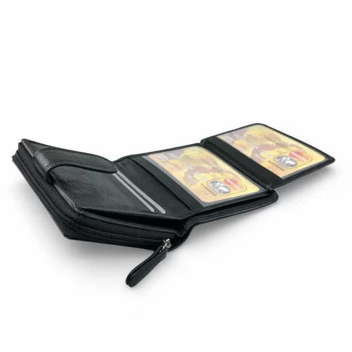 Δερμάτινο Γυναικείο Πορτοφόλι Μικρού Μεγέθους Calfnero AK382 Μαύρο