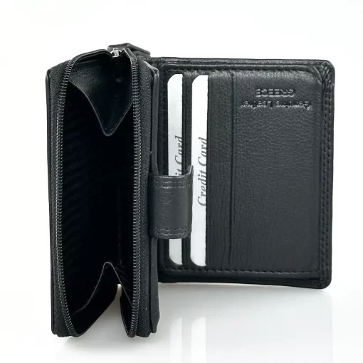 Δερμάτινο Γυναικείο Πορτοφόλι Μικρού Μεγέθους Calfnero AK382 Μαύρο