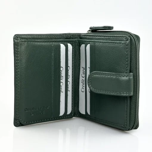 Δερμάτινο Γυναικείο Πορτοφόλι Μικρού Μεγέθους Calfnero AK382 Πράσινο