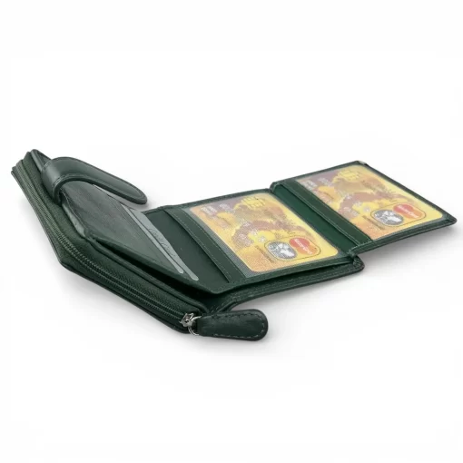 Δερμάτινο Γυναικείο Πορτοφόλι Μικρού Μεγέθους Calfnero AK382 Πράσινο