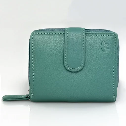 Δερμάτινο Γυναικείο Πορτοφόλι Μικρού Μεγέθους Calfnero AK382 Μέντα