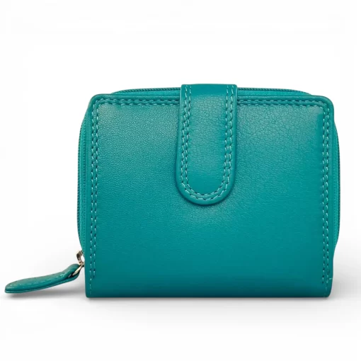Δερμάτινο Γυναικείο Πορτοφόλι Μικρού Μεγέθους Calfnero AK382 Τιρκουαζ