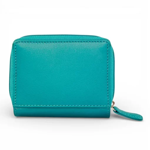 Δερμάτινο Γυναικείο Πορτοφόλι Μικρού Μεγέθους Calfnero AK382 Τιρκουαζ