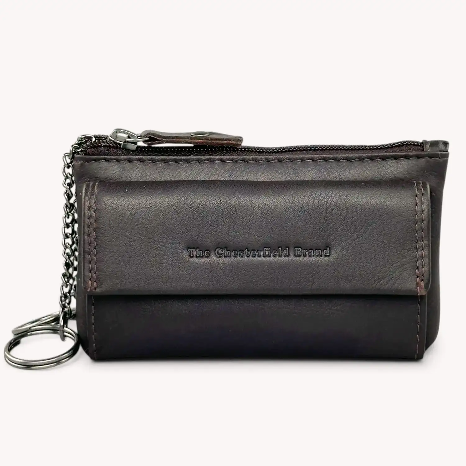 Δερμάτινο πορτοφόλι κλειδοθήκη The Chesterfield Brand σε καφέ χρώμα με φερμουάρ
