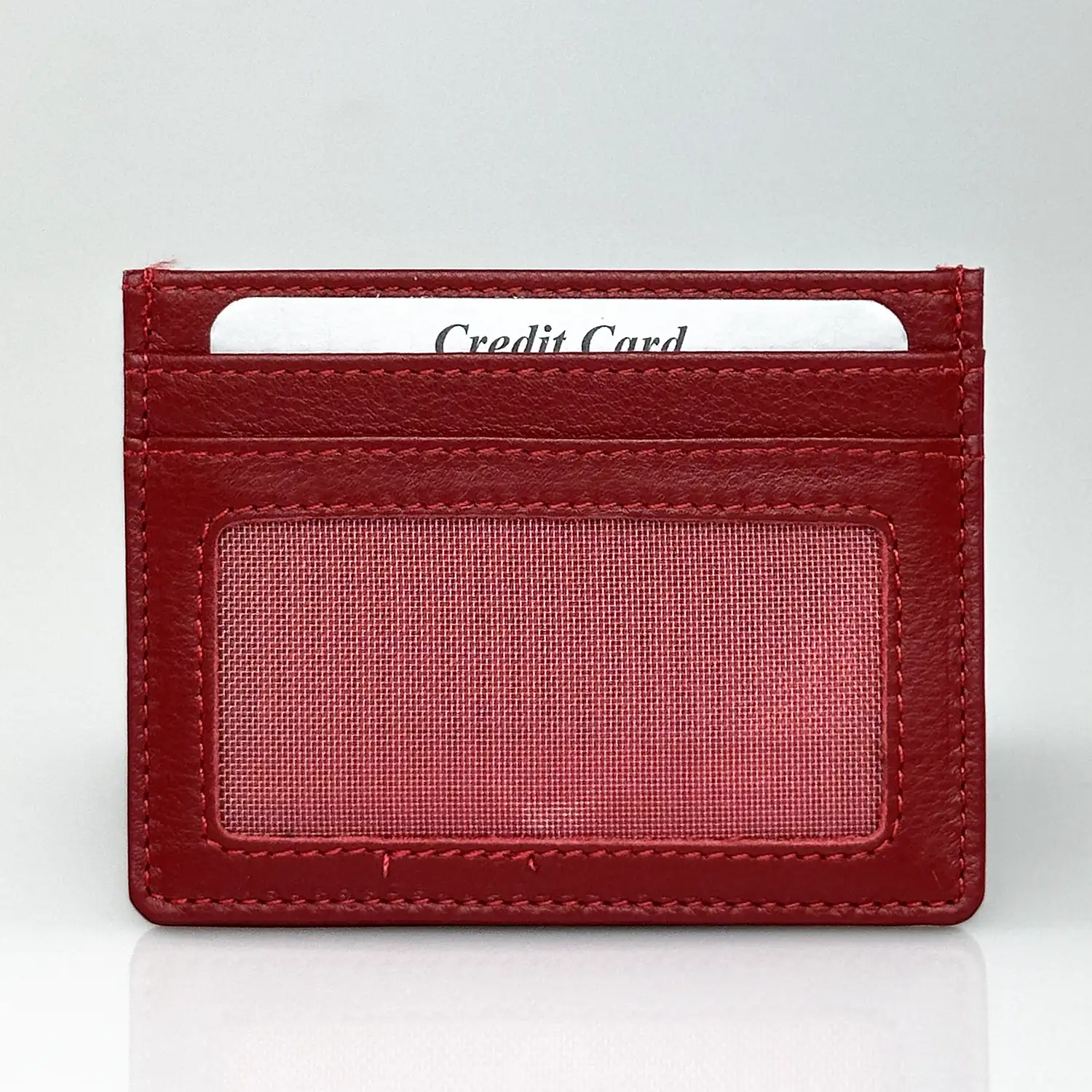 Δερμάτινη slim καρτοθήκη Calfnero C1044 σε κόκκινο χρώμα με 6 θέσεις για πιστωτικές κάρτες και ποιοτική δερμάτινη υφή.