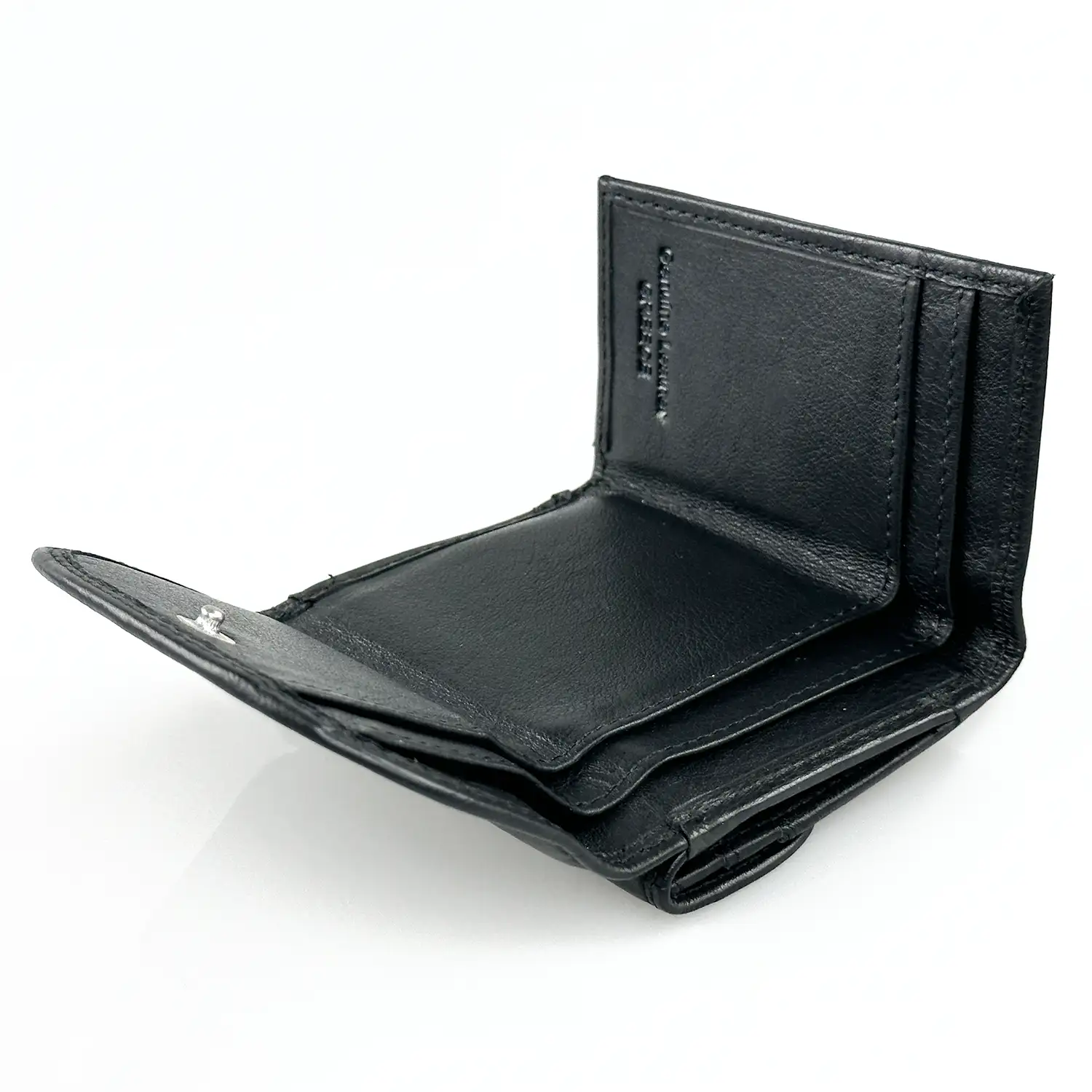 Γυναικείο δερμάτινο πορτοφόλι Calfnero C1193 σε μαύρο χρώμα, μικρού μεγέθους με θήκη κερμάτων και γνήσιο δέρμα.