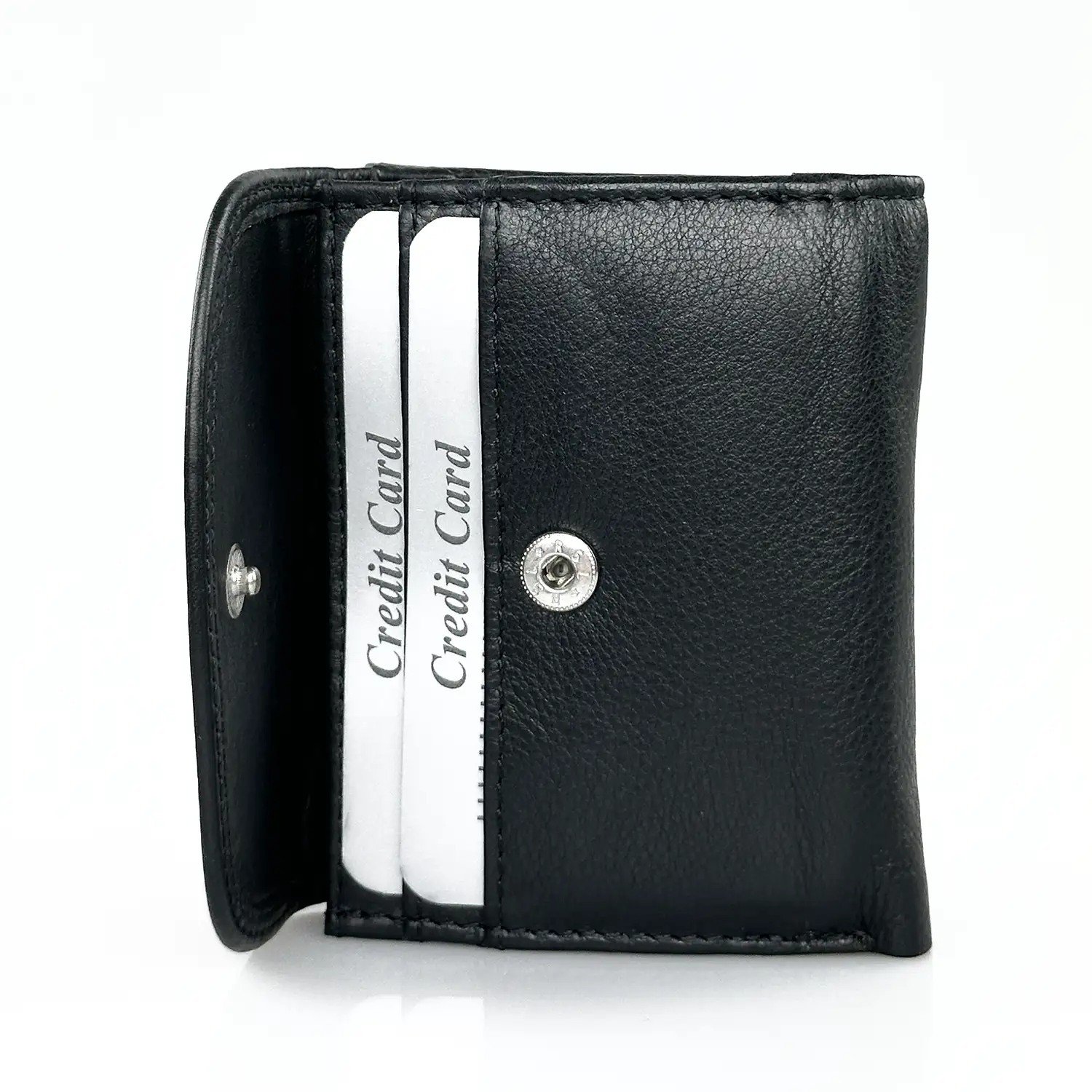 Γυναικείο δερμάτινο πορτοφόλι Calfnero C1193 σε μαύρο χρώμα, μικρού μεγέθους με θήκη κερμάτων και γνήσιο δέρμα.