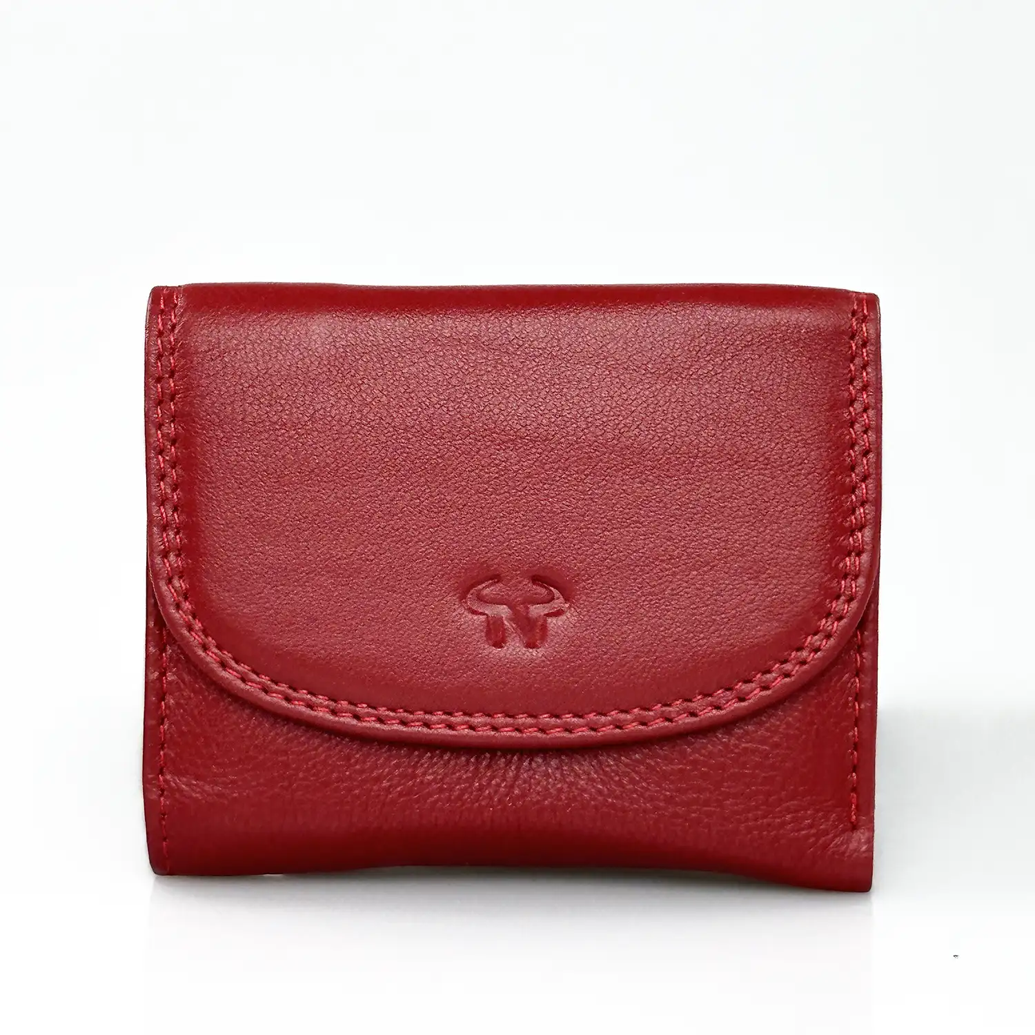 Γυναικείο δερμάτινο πορτοφόλι Calfnero C1193 σε κόκκινο χρώμα, μικρού μεγέθους με θήκη κερμάτων και γνήσιο δέρμα.