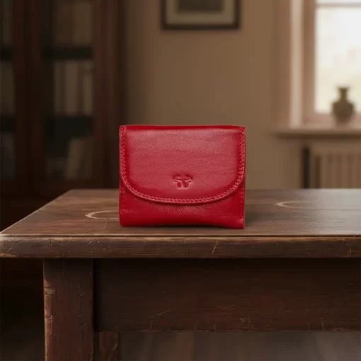 Δερμάτινο Γυναικείο Πορτοφόλι Μικρού Μεγέθους Calfnero C1193 Κόκκινο