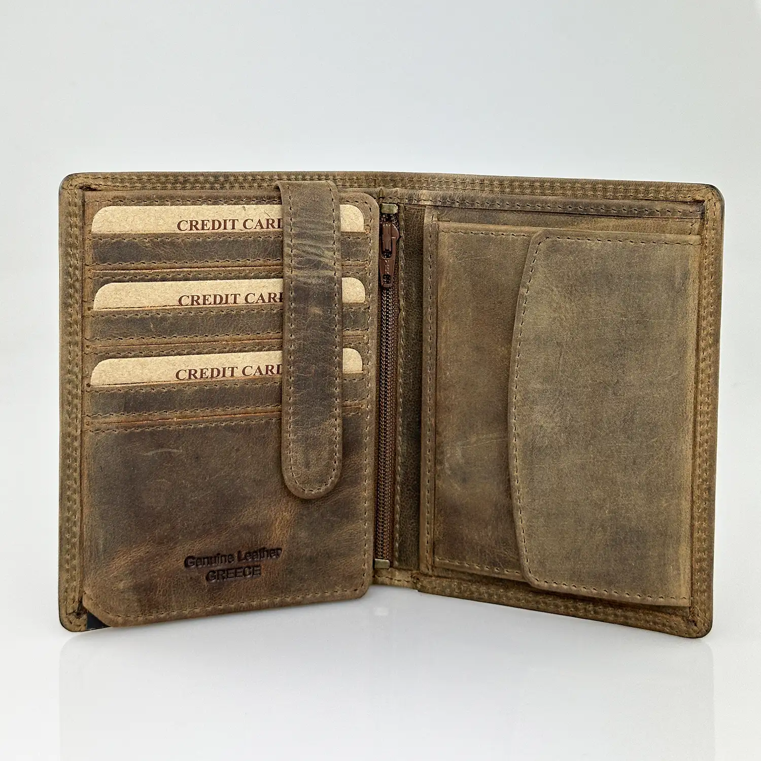 Ανδρικό δερμάτινο πορτοφόλι Calfnero C1221 Hunter καφέ ανοιχτό