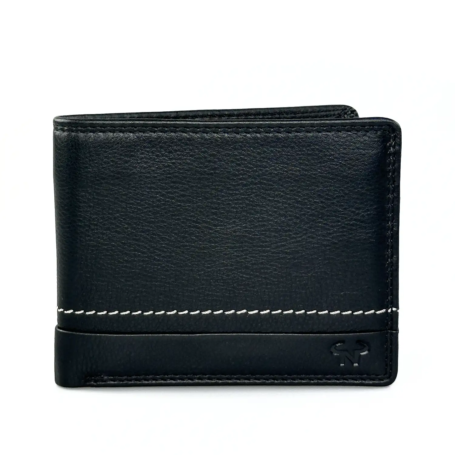 Δερμάτινο ανδρικό πορτοφόλι Calfnero C1349 σε μαύρο χρώμα με εσωτερική θήκη κερμάτων και κλασικό σχεδιασμό.