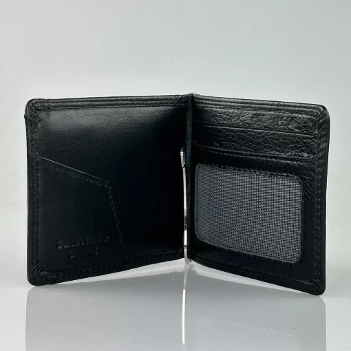 Δερμάτινο Ανδρικό Πορτοφόλι Με Μεταλλικό Έλασμα Calfnero C1470 Μαύρο