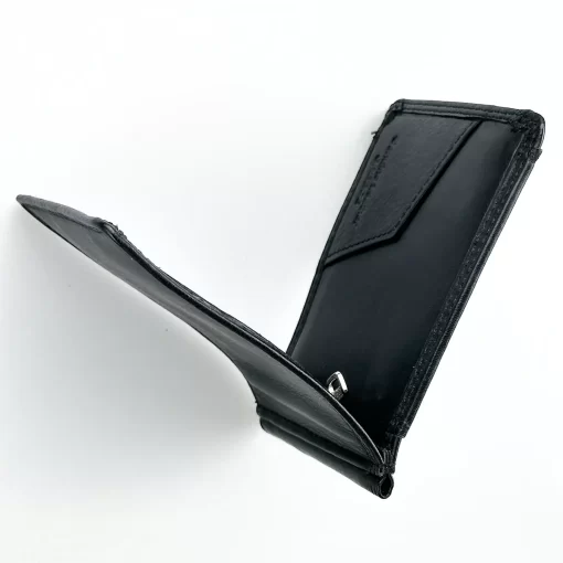 Δερμάτινο Ανδρικό Πορτοφόλι Με Μεταλλικό Έλασμα Calfnero C1470 Μαύρο