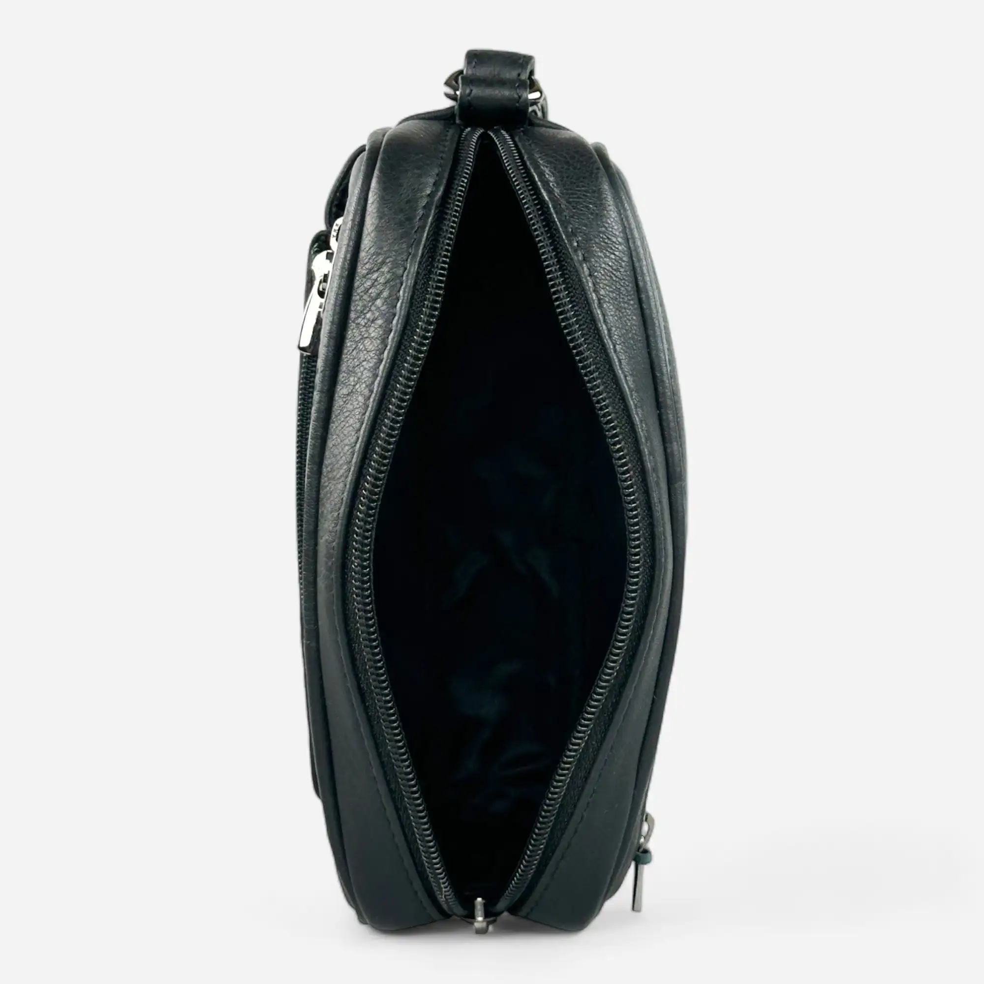 Δερμάτινο ανδρικό τσαντάκι χειρός Calfnero με πολλές θήκες φερμουάρ