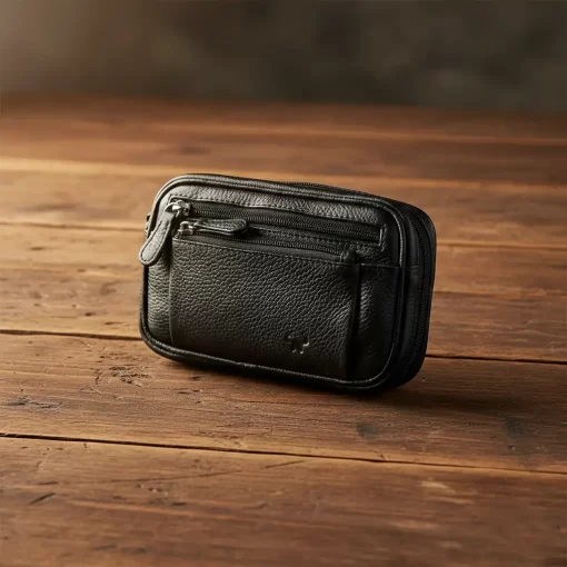 Δερμάτινο Ανδρικό Τσαντάκι Χειρός Calfnero C155S Μαύρο