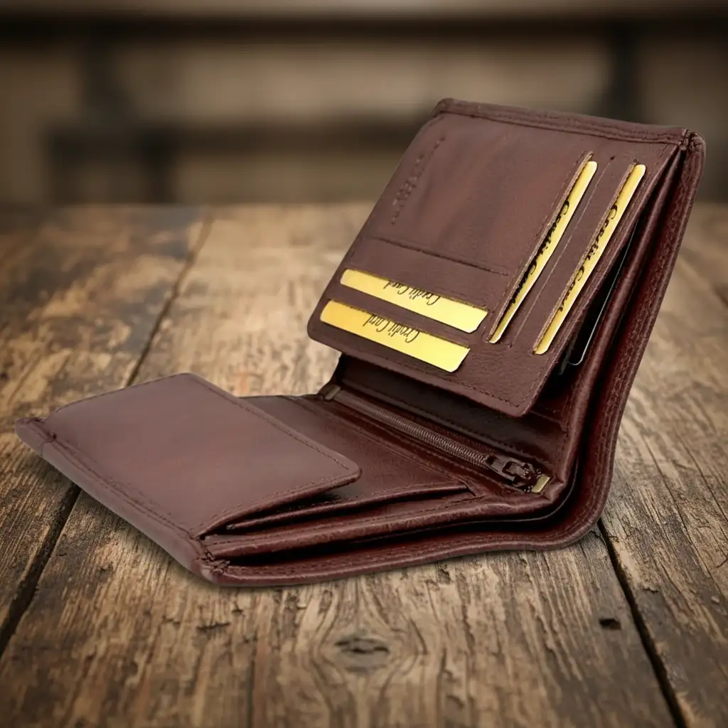 Ανδρικό δερμάτινο πορτοφόλι Calfnero C1920 καφέ