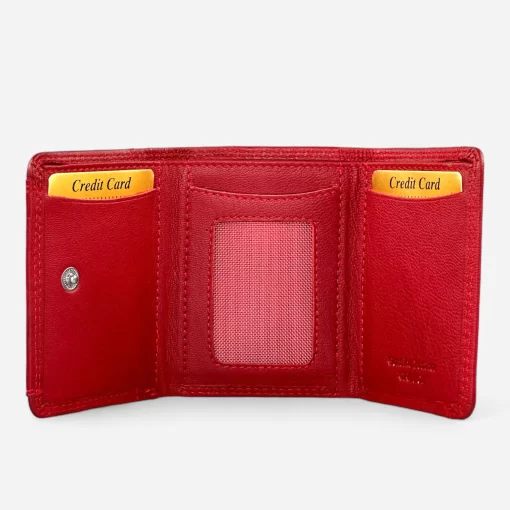 Δερμάτινο Γυναικείο Πορτοφόλι Μικρού Μεγέθους Calfnero C2004 Κόκκινο
