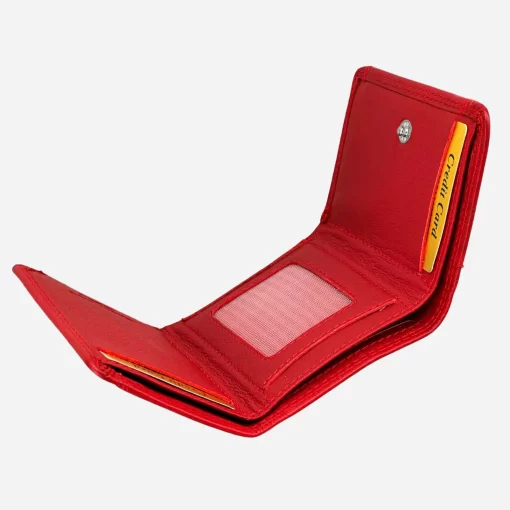 Δερμάτινο Γυναικείο Πορτοφόλι Μικρού Μεγέθους Calfnero C2004 Κόκκινο