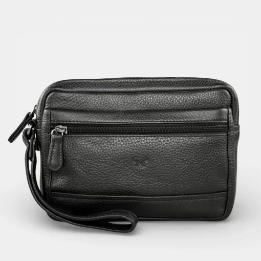 Δερμάτινο Ανδρικό Τσαντάκι Χειρός Calfnero C2040 Μαύρο