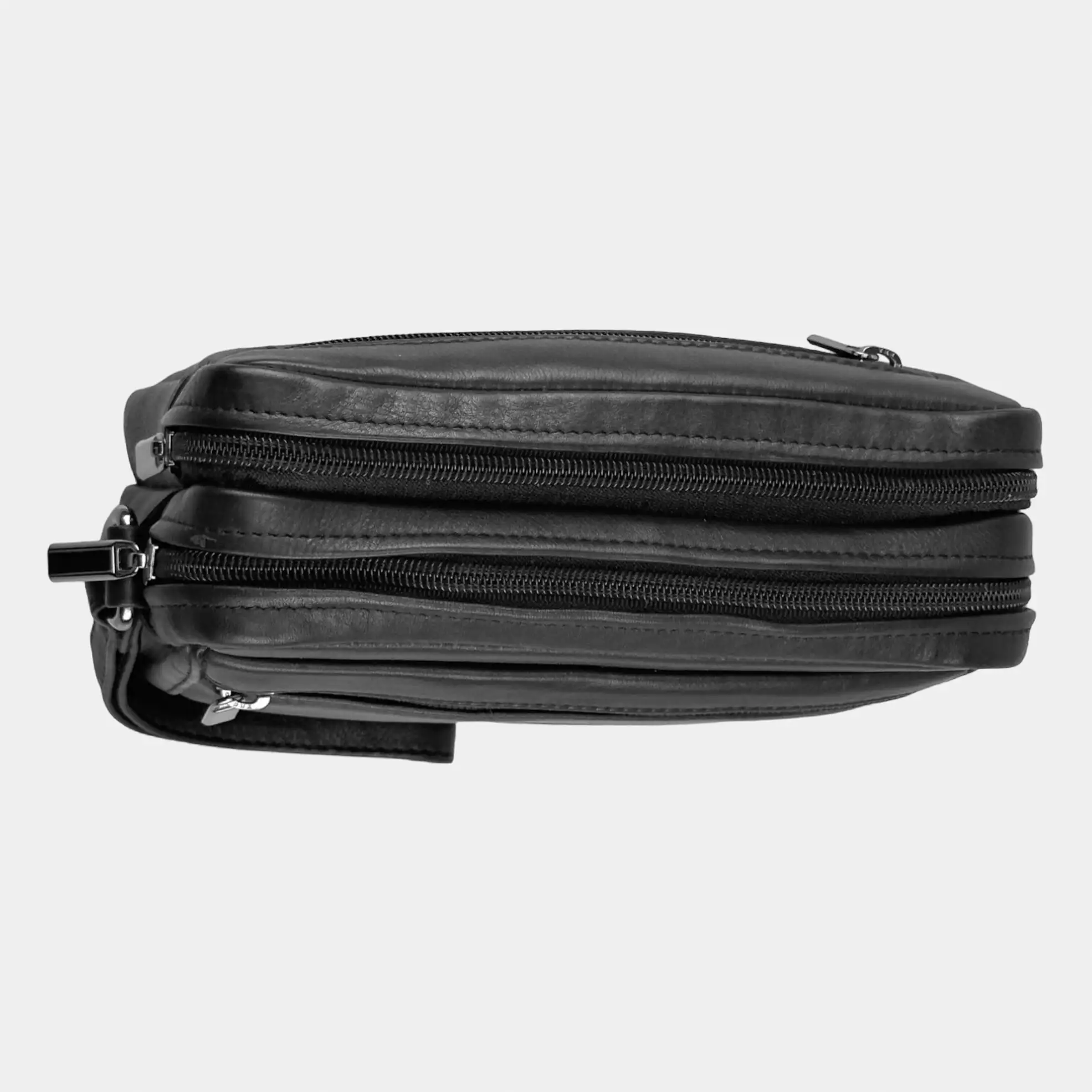 Δερμάτινο ανδρικό τσαντάκι χειρός Calfnero μαύρο με πολλαπλές θήκες