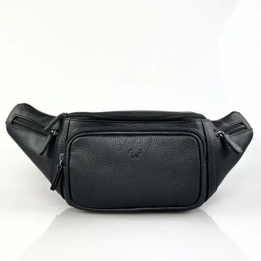 Δερμάτινο Ανδρικό Τσαντάκι Μέσης Calfnero C2178 Μαύρο