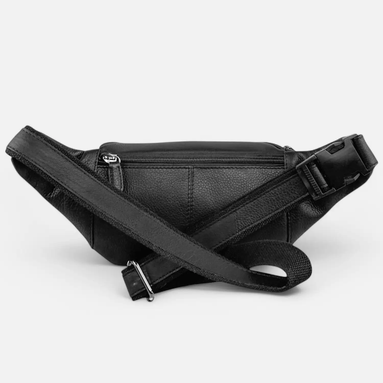 Δερμάτινο ανδρικό τσαντάκι μέσης Calfnero μαύρο με πολλαπλές θήκες