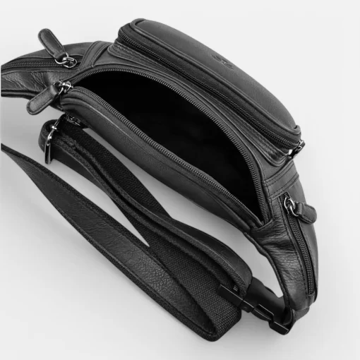 Δερμάτινο Ανδρικό Τσαντάκι Μέσης Calfnero C2178 Μαύρο